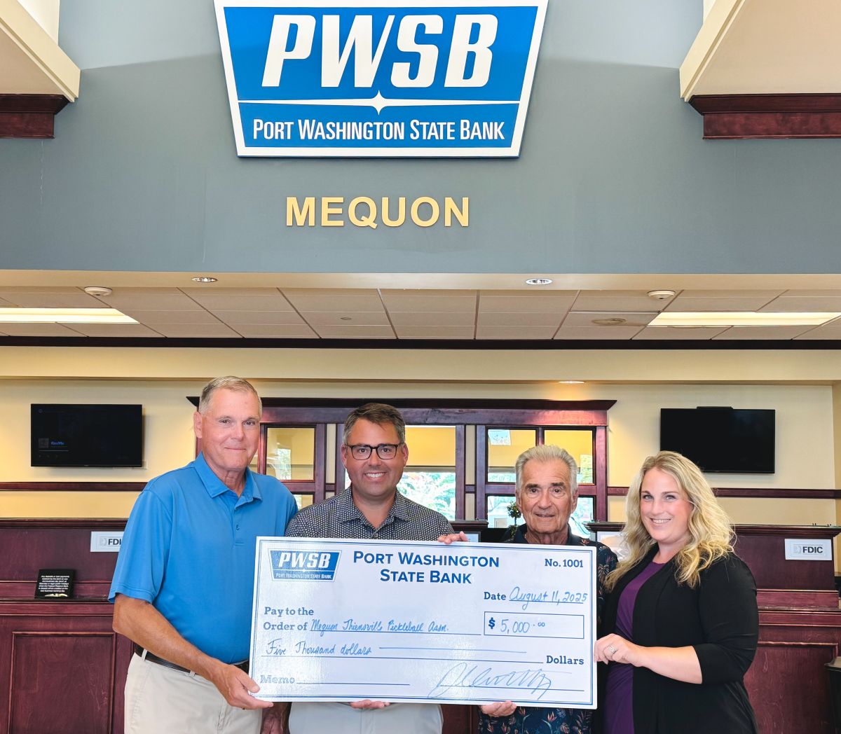 T-M Pkckleball Assn Donation - Port Washington State Bank