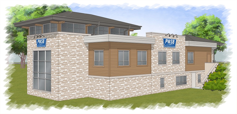 Rendered image of rear of building in Fredonia