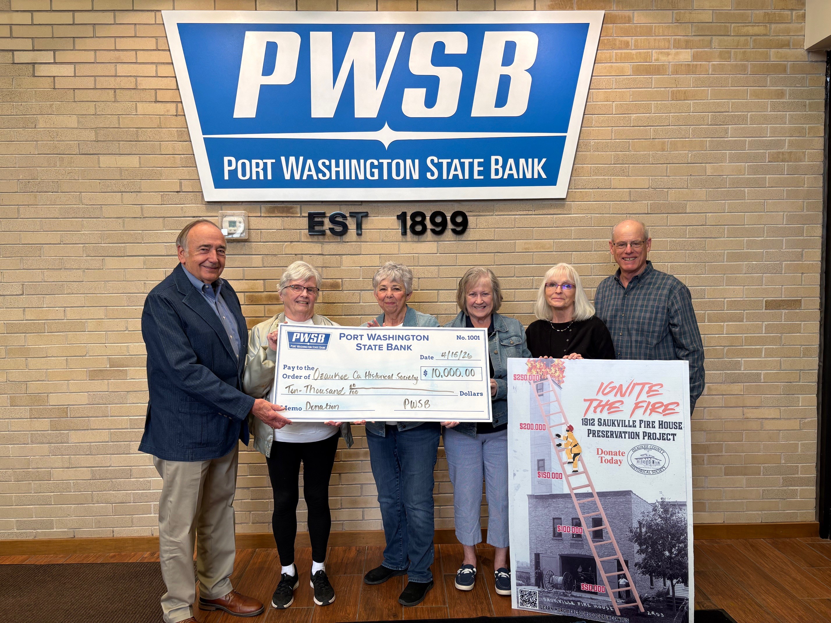 Port Washington State Bank Donates to Ozaukee Historical Society for ...